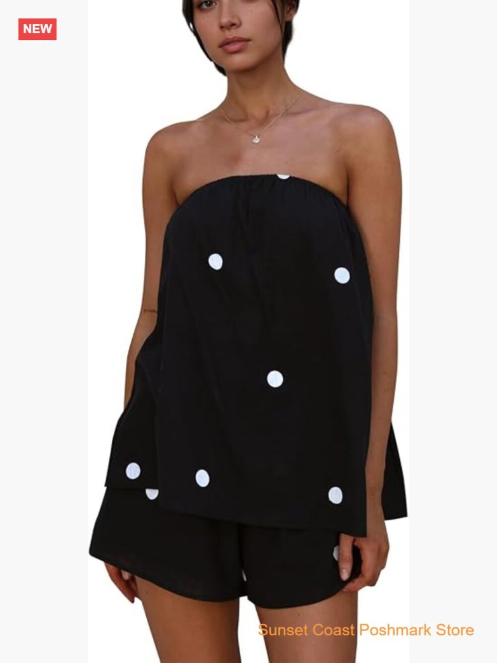 Polka Dot Short Sets 2 Piece Summer Lounge Sets Strapless Tube Tops Shorts